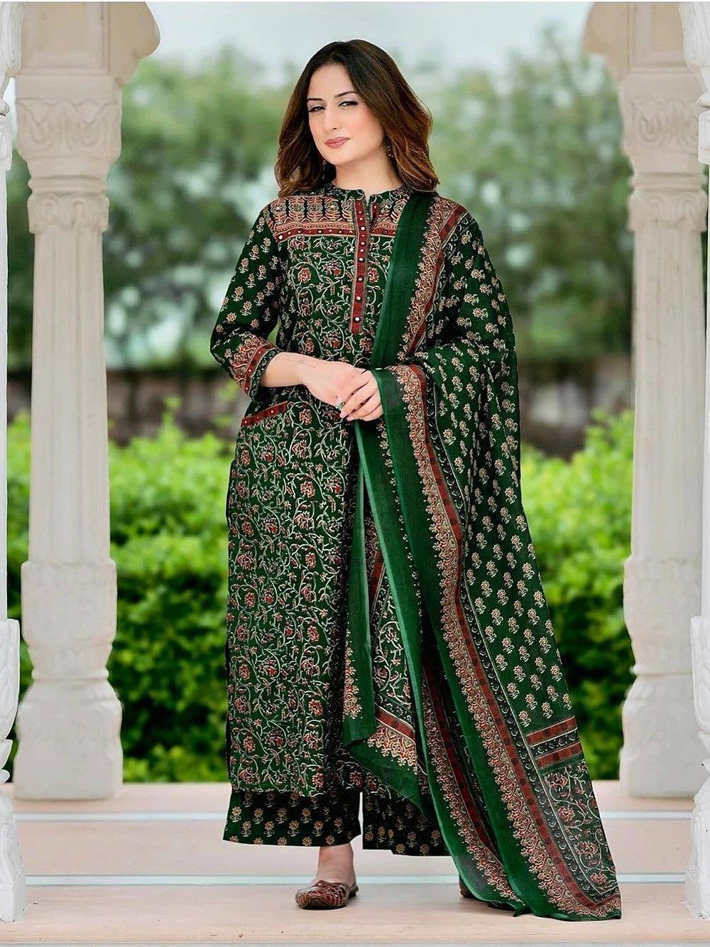 Indian Punjabi 100% cotton Floral Cotton Kurta Set Green 5XL NWT